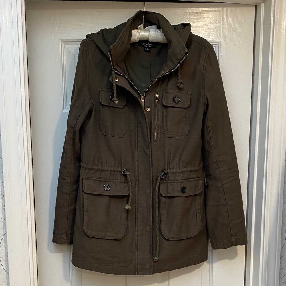CoffeeShop Olive Utility Jacket with Hood